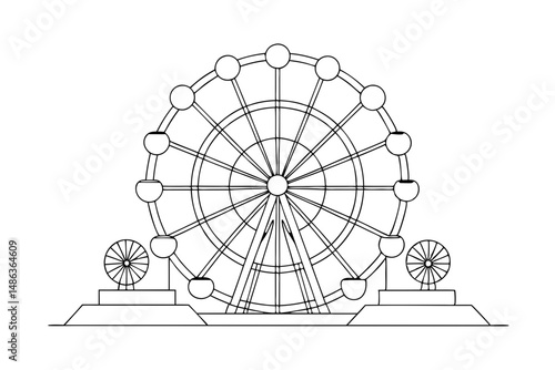 ferris wheel large amusement park ride vector