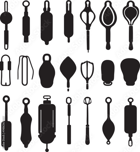 Silhouette Fishing Floats Collection: Various Bobber Designs, Vector Art