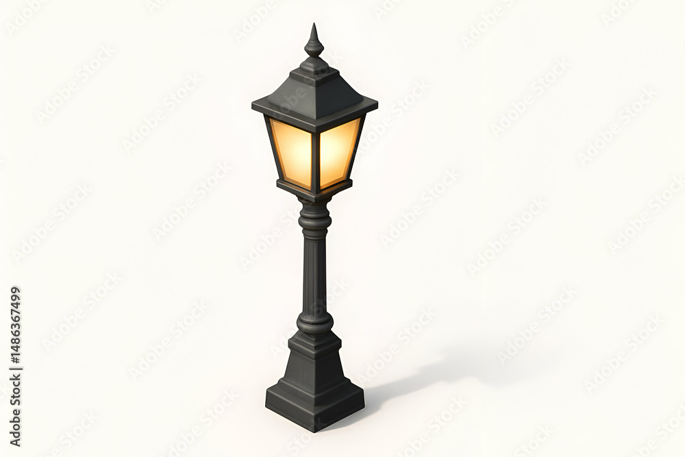Elegant street lamp illuminating urban pathway. Elegant street lamp illuminating urban pathway.