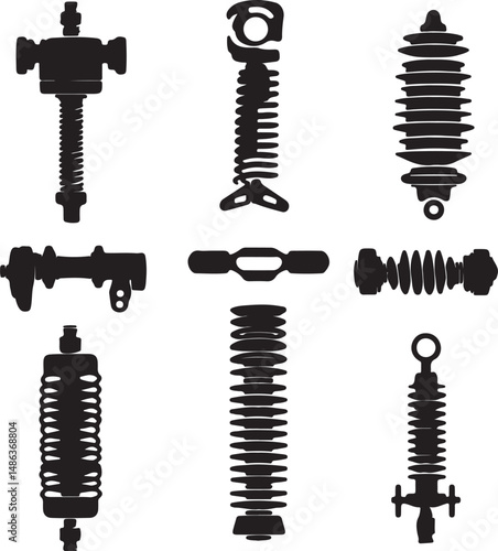 Silhouette Collection of Electrical Insulators: High-Voltage Power