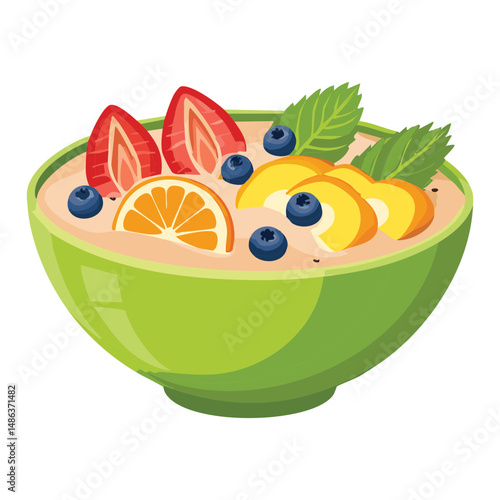 vector illustration of fruit smoothie in a bowl