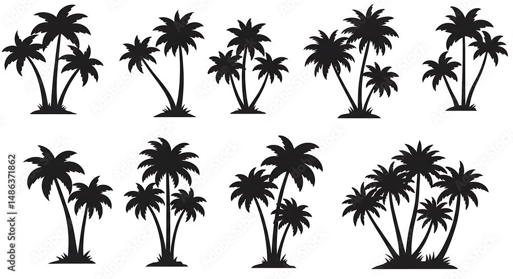 Fototapeta premium Palm Silhouette Collection AI Generated