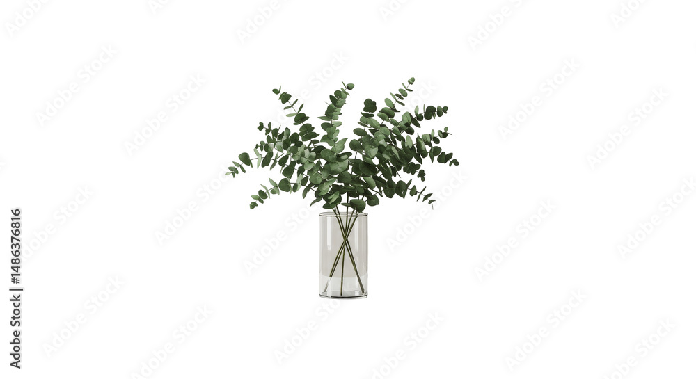 Fototapeta premium Eucalyptus bouquet in clear glass vase