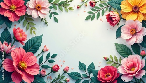 Floral botanical elements in continuous design , botanical, floral, nature
