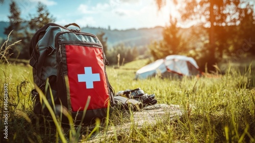 First aid kit backpack outdoors summer camping adventure