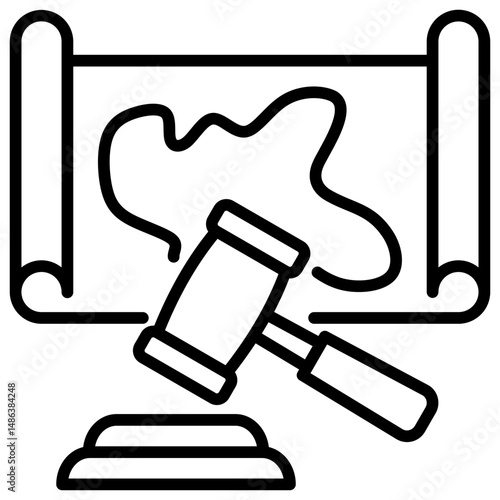Land Dispute Line Icon