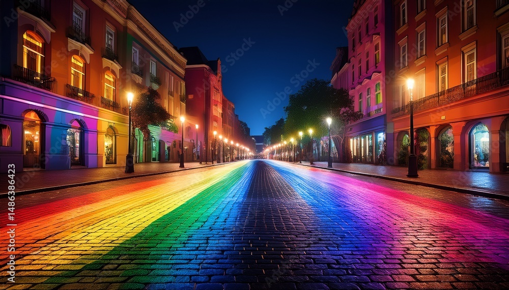 Fototapeta premium Bunte Pride-Spotlights auf leerem Platz
