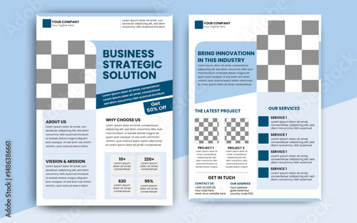 Double side corporate flyer template design in A4 editable layout for business cover and company brochure, newest trendy creative multipurpose minimal official business advertising flyer