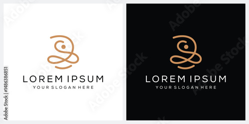 meditation yoga spiritual logo design, line art graphic vector