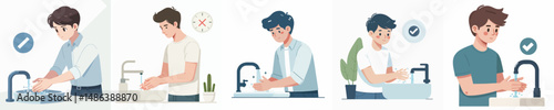 vector man washing hands