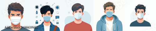 vector of man wearing mask