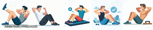 man vector doing sit ups