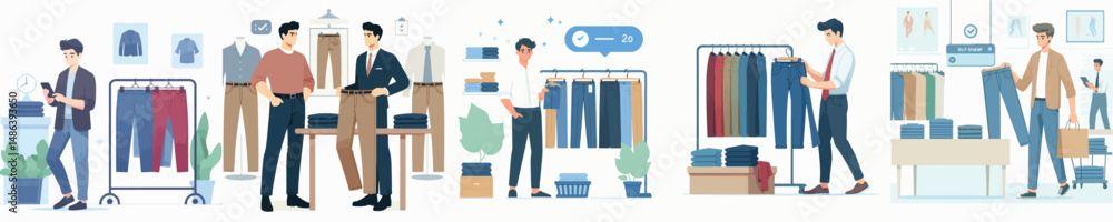 Fototapeta premium vector of man buying clothes