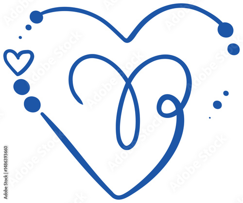 Sticker blue with gradient zodiac symbol Aries is made in the form of an elegant line, forming the shape of a heart, with the addition of dots, creating a feeling of lightness and artistry.
