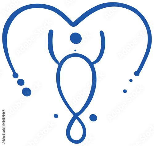Sticker blue with gradient zodiac symbol Taurus is made in the form of an elegant line, forming the shape of a heart, with the addition of dots, creating a feeling of lightness and artistry.