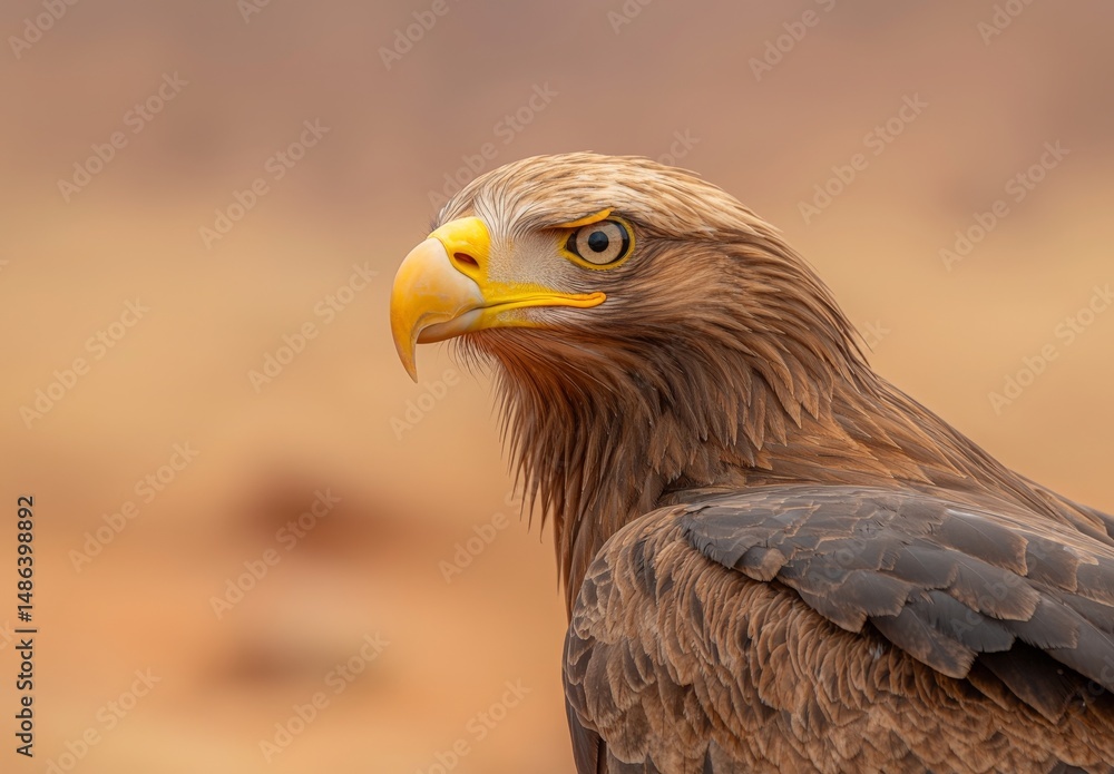 Obraz premium Majestic Close-Up of a Golden Eagle with Striking Features Against a Soft Blurred Background