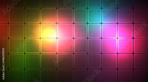 Multicolored square grid abstract luminous background design