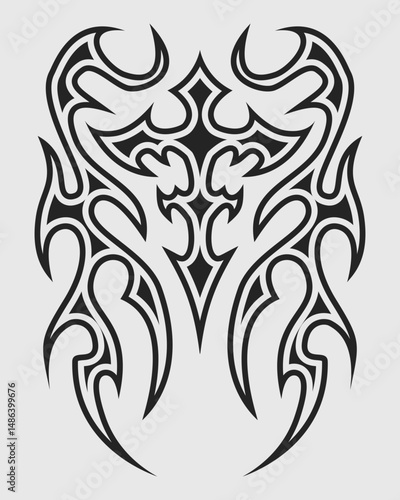 Cross tribal tattoo design with flame wings 