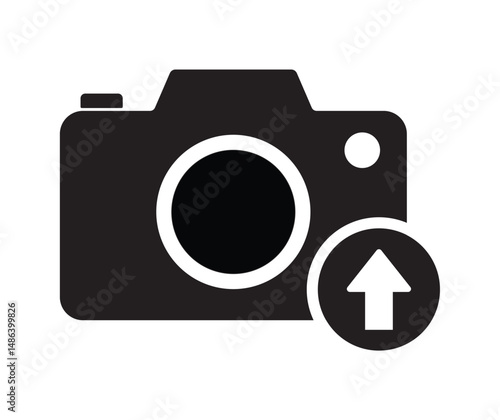 Upload Photo Vector Illustration- Camera Icon with Upward Arrow