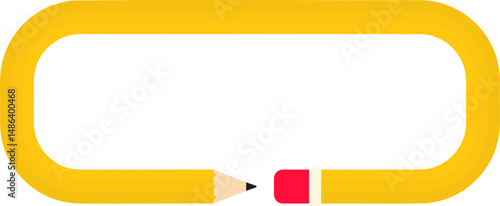 Rectangular geometric shape with rounded corner, in the shape of a wooden graphite pencil with a rubber tip, to direct information in the design