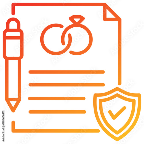 Prenuptial Agreement Line Gradient Icon
