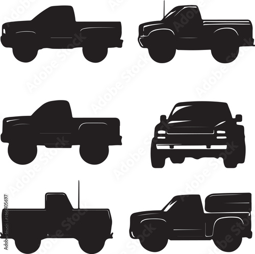 Truck Silhouette Vector Graphics: Pickup Truck Clip Art Collection