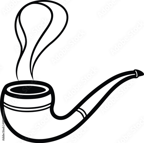 Smoking pipe silhouette, Smoking pipe vector style silhouette art