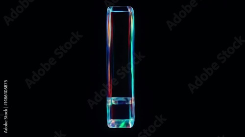 Rotating Glass Letter L with RGB Chromatic Effect on Black Background – 3D Abstract Animation