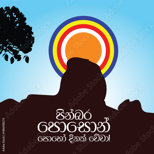 Poson Poya Day. Sri Lanka Poson Day. Mihinthale. EPS10