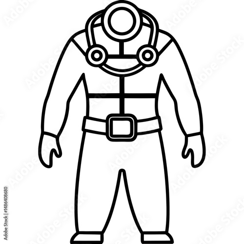 Diving Suit Silhouette - Black Vector on White
