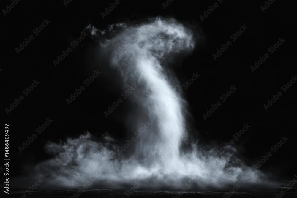 Fototapeta premium Powerful tornado isolated against black backdrop capturing the force of nature and turbulent winds, A huge tornado scene, tornado isolated on black background with alpha matte