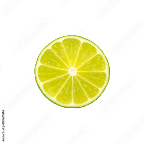 Juicy slice of lime isolated on transparent png on white background