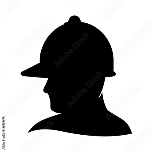 Silhouette detective inspector with hat, mystery, investigator, sleuth, private eye vector