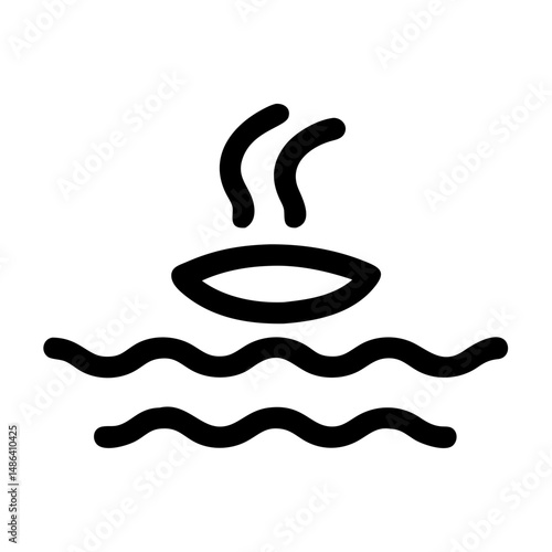 Hot spring onsen water spa relaxation wellness therapy steam bath sauna resort travel icon vector
