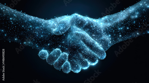 Digital representation of a handshake symbolizing partnership and collaboration in the tech industry
