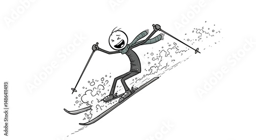 Stick figure carving fresh powder slopes and living winter adventure dreams