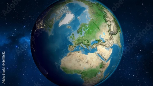 France on the globe. Outline. Satellite map. No labels