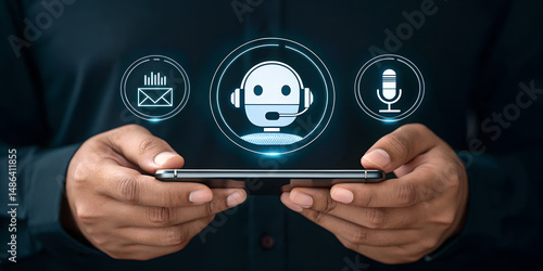 Obraz na płótnie Ai chatbot mobile app virtual assistant customer service technology