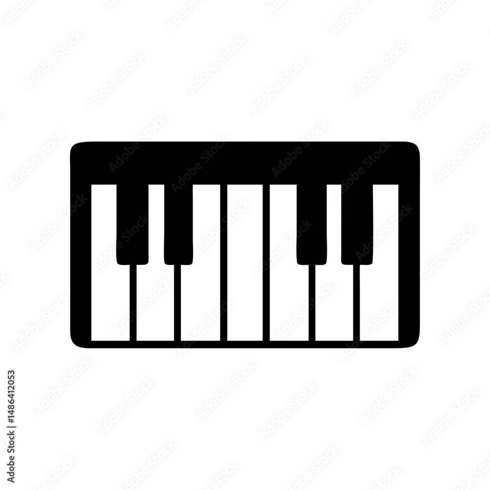 Naklejka premium Piano keyboard music instrument musical keys sound melody song rhythm acoustic digital piano icon vector