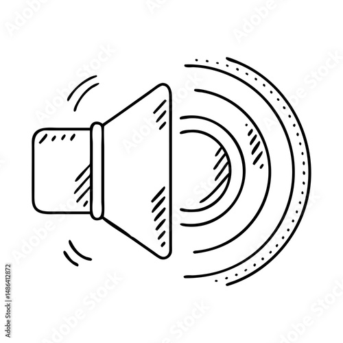 Sound volume icon vector illustration, speaker with sound waves for audio and music design element