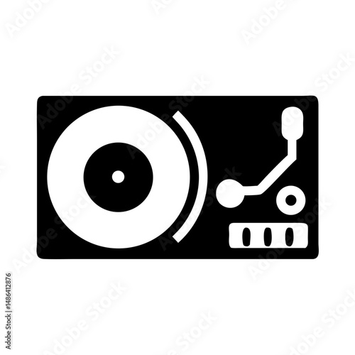 Vinyl record player dj turntable music audio sound disc jockey retro electronic device icon