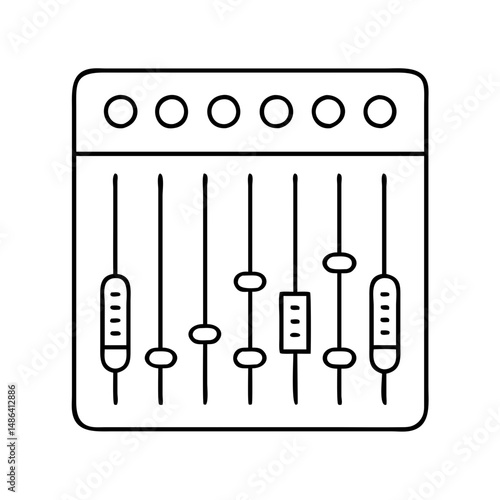 Audio mixing console vector icon illustration, sound mixer board for music production and dj setup tool