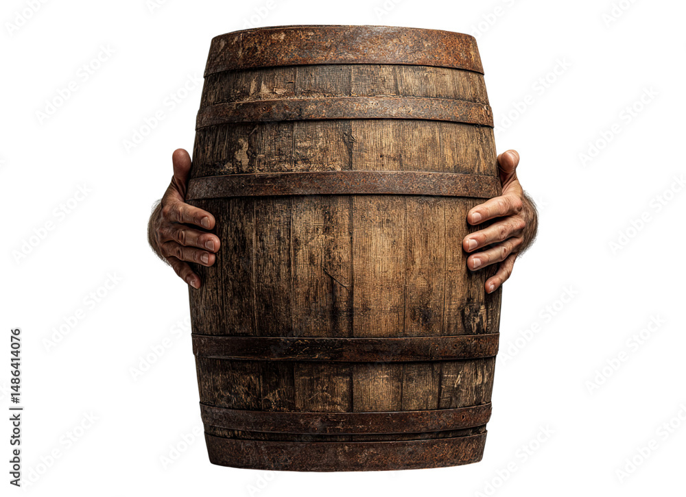 Obraz premium Hand places barrel