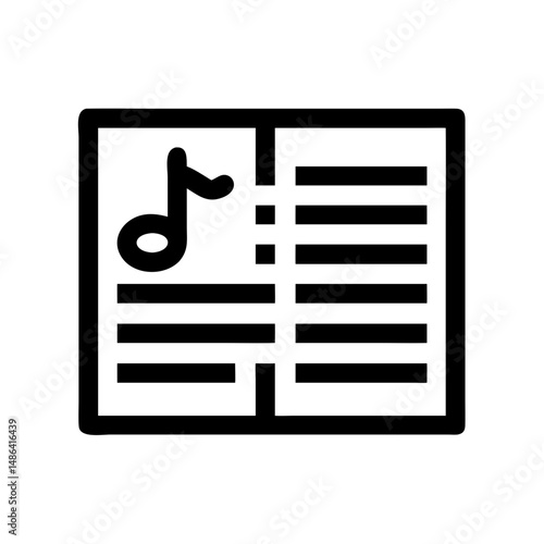 Sheet music icon vector illustration for musical notes and song lyrics book symbol graphic design