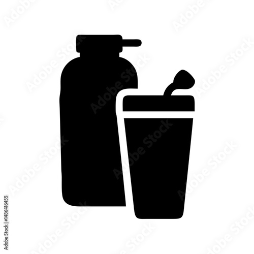 Shampoo bottle and cup vector illustration for personal care and hygiene product design needs usage