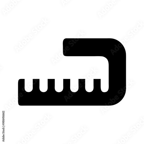 Illustration of a black comb grooming tool for hair care and styling isolated on white background