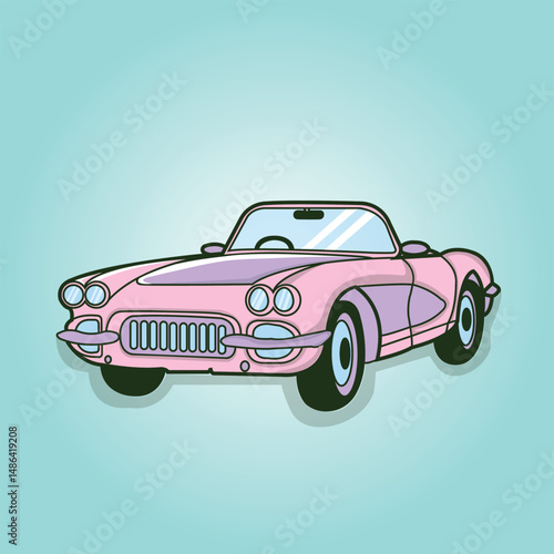cadilac  classic car color vector free art illustration