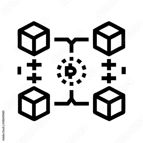 Blockchain technology icon for cryptocurrency and distributed ledger system design element vector