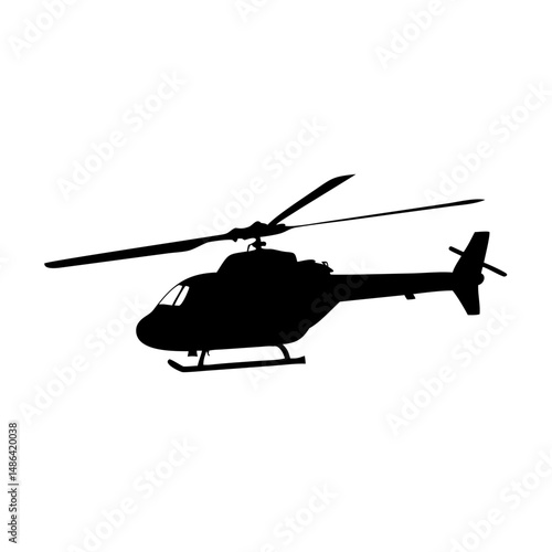 Helicopter silhouette vector image aviation transportation flying machine chopper rotorcraft design