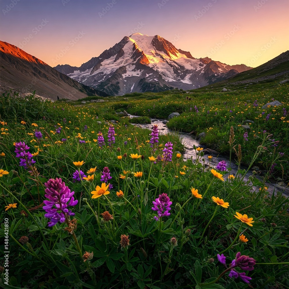 Fototapeta premium sunset in the mountains